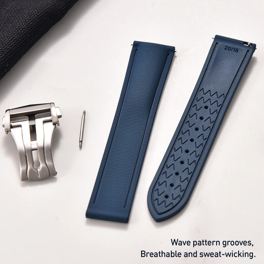 20/21/22mm Waterproof Sailcloth Textured FKM Rubber Watch Bands for OMEGA