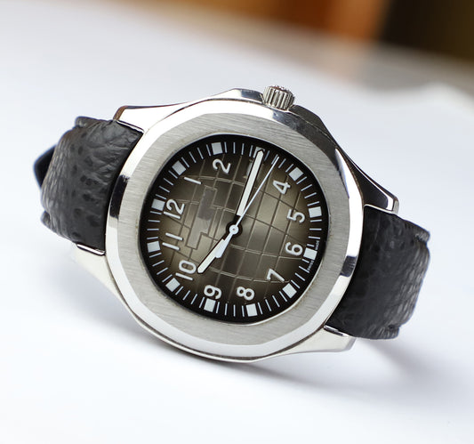 21mm Curved End Leather Watch Band for Patek Philippe AQUANAUT