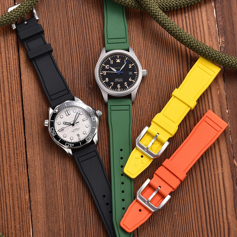20/21/22mm Waterproof Soft Quick Release FKM Smartwatch Watch Strap/Band Diving Fluororubber for iwc