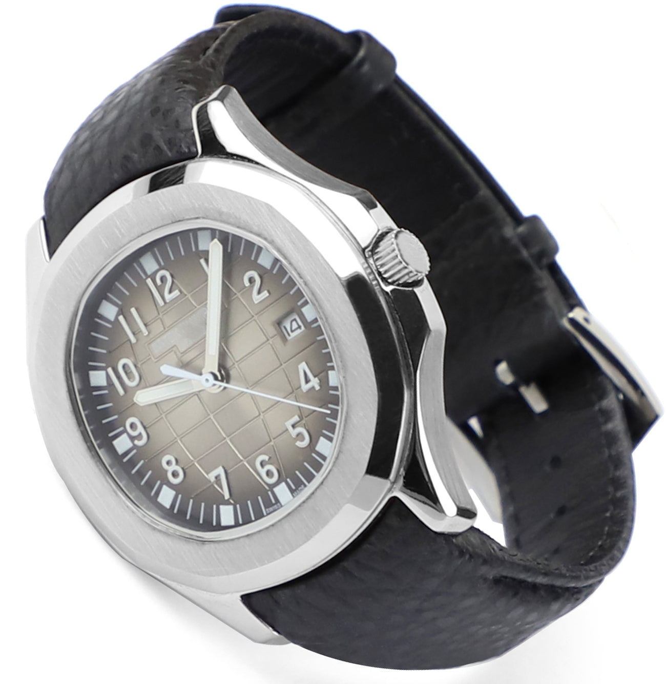 21mm Curved End Leather Watch Band for Patek Philippe AQUANAUT