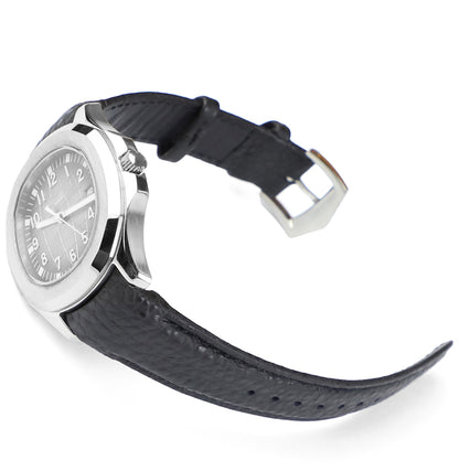 21mm Curved End Leather Watch Band for Patek Philippe AQUANAUT