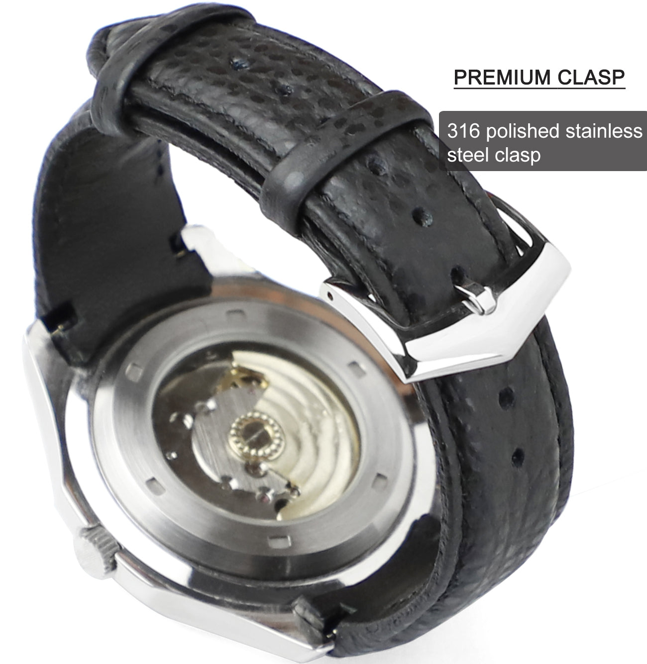 21mm Curved End Leather Watch Band for Patek Philippe AQUANAUT